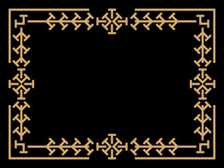 Art deco frame. Vintage linear border. Design a template for invitations, leaflets and greeting cards. Geometric golden frame. The style of the 1920s - 1930s. Vector illustration