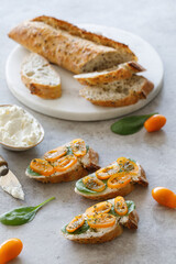 Project with sandwiches and bread on a beautiful background