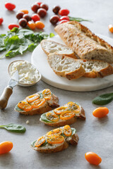 Project with sandwiches and bread on a beautiful background