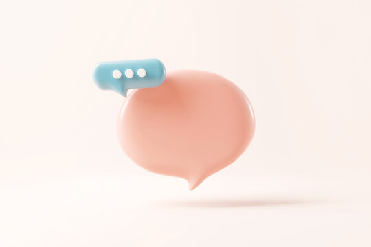 Blank bubble talk or comment sign symbol on pastel background. copy space, 3d render.