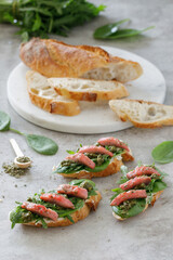 Project with sandwiches and bread on a beautiful background