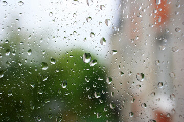 Raindrops on the window glass