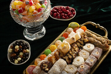 various Turkish delights and chocolate candies