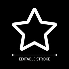 Favourites white linear ui icon for dark theme. Choose best multimedia files. Player control. Vector line pictogram. Isolated user interface symbol for night mode. Editable stroke. Arial font used