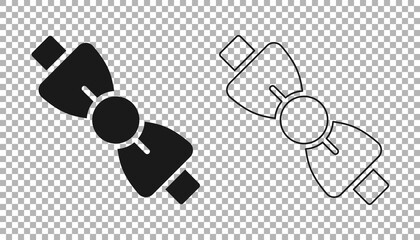 Black Bow tie icon isolated on transparent background. Vector