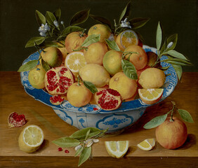 Jacob van Hulsdonck, Still Life with Lemons, Oranges, and a Pomegranate; about 1620–1640; Oil on...