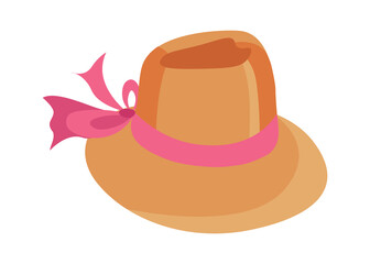 Hat with ribbon. Vector illustration
