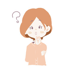 疑問（クエスチョンマーク）が頭に浮かぶ女の子のイラスト