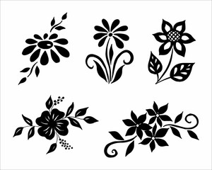 Hand drawn flower silhouette arrangements