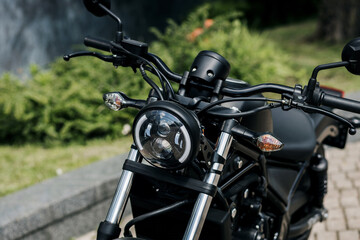 black classic motorcycle.