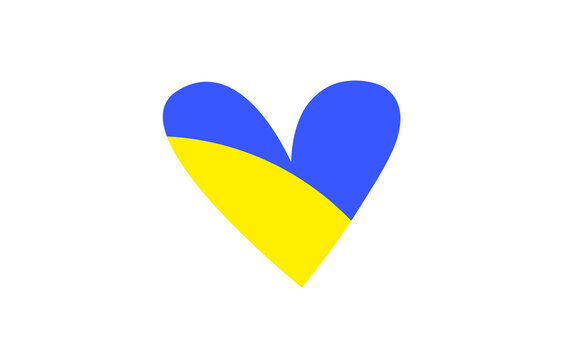 Heart icon with colors of Ukrainian flag. Vector illustration.