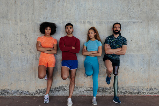 Portrait of diverse group in sportswear before training