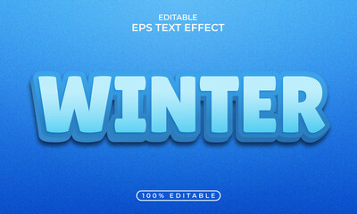 Winter Editable 3d blue color text effect Design