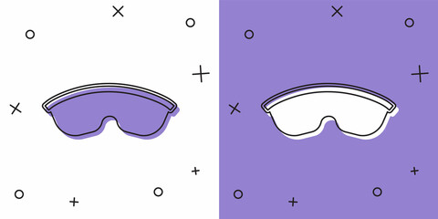 Set Safety goggle glasses icon isolated on white and purple background. Vector