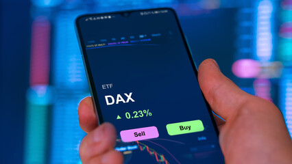Invest in ETF of Germany DAX, an investor buy or sold an etf fund dax. German index trading.