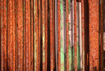 Texture and color of rusting metal rods