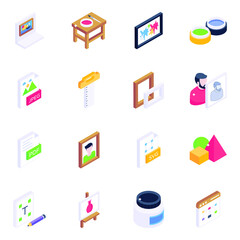 Collection of Art Design Isometric Icons