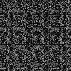 Seamless food pattern. Food background. Doodle vector illustration with food icon