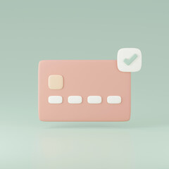 3d render of credit card, Online payment concept.