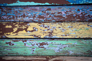 Old shabby multi-colored boards