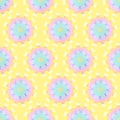 Abstract round seamless pattern. Rainbow sun