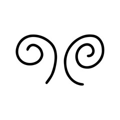 Swirl icon vector illustration. Hand drawn black design. Safety wind concept. Isolated graphic symbol. Autumn art sign. Brushstroke pictogram. Single doodle curve stroke