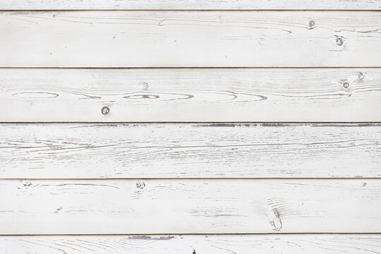 Vintage white wooden planks texture. Shabby chic background for food photography. Light wood table, top view. Rustic wooden wall texture. Old natural wooden pattern.Washed wood texture.