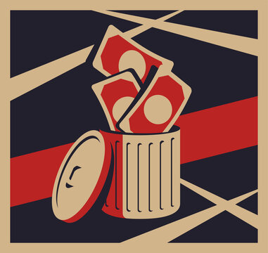 Inflation or bankruptcy - throw money in trash can