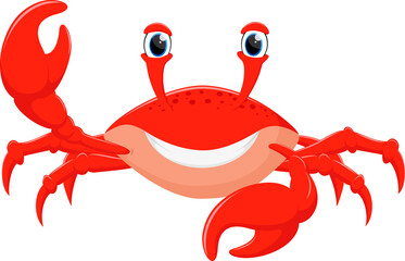funny cartoon crab isolated on white background