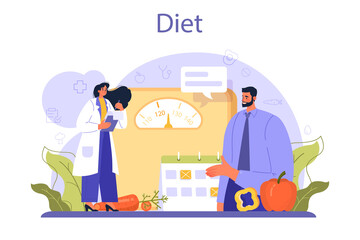 Nutritionist concept. Nutrition therapy with healthy food and physical