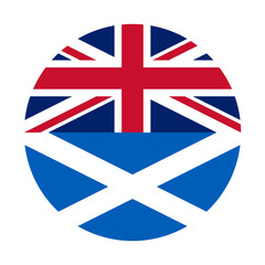 Obraz premium circle icon of union jack and scottish flags. vector illustration isolated on white background
