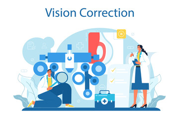Ophthalmologist concept. Idea of eyesight check and treatment.