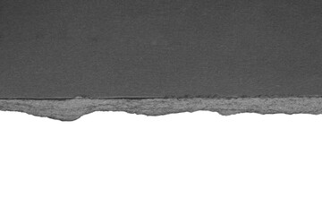 Fototapeta na wymiar Black ripped paper torn edges strips isolated on white background