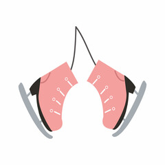 Cute hand drawn pink ice  skating shoes. Vector illustration.