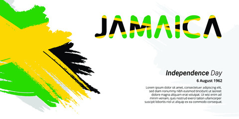 jamaica independence day banner background - obrazy, fototapety, plakaty