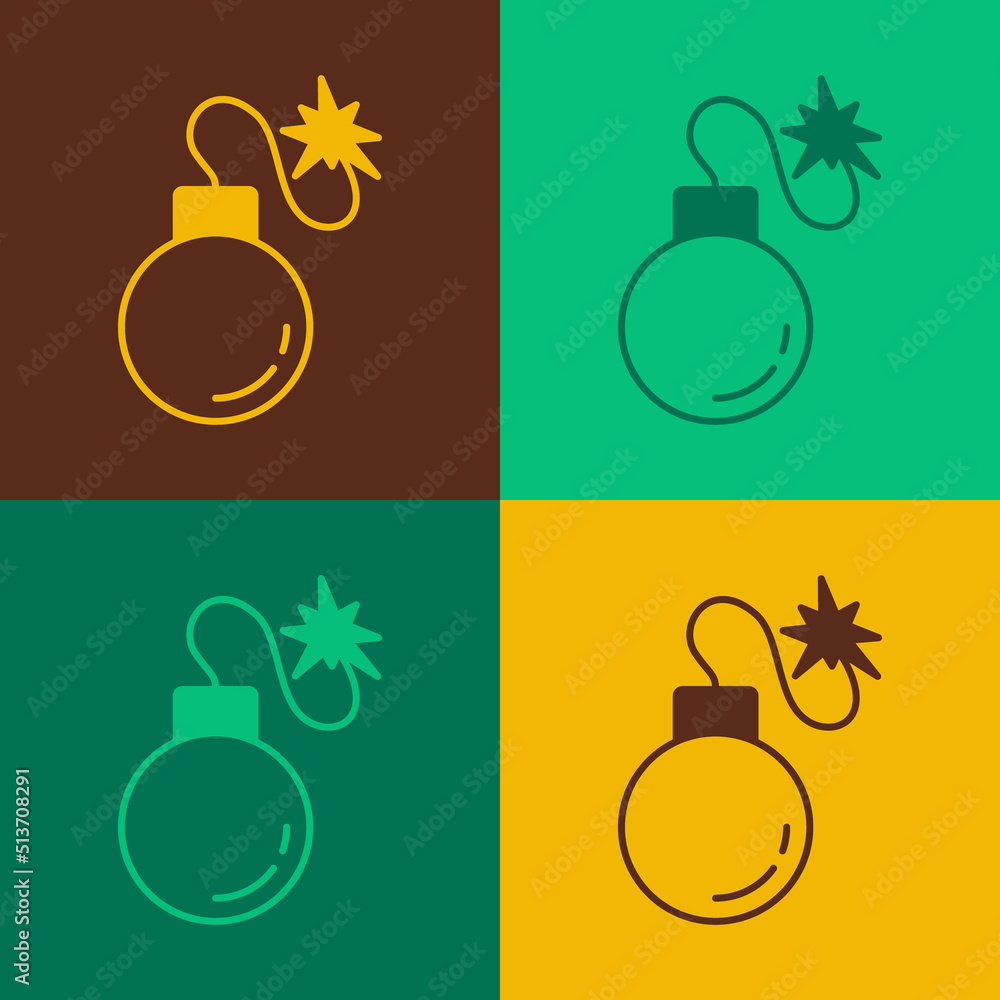 Poster pop art bomb ready to explode icon isolated on color background. vector