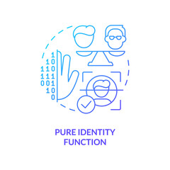 Pure identity function blue gradient concept icon. Identity management process abstract idea thin line illustration. Isolated outline drawing. Control access. Myriad Pro-Bold font used