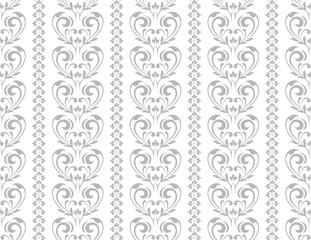 Flower geometric pattern. Seamless vector background. White and gray ornament. Ornament for fabric, wallpaper, packaging. Decorative print.