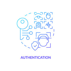 Authentication blue gradient concept icon. Identity management capability abstract idea thin line illustration. Personal information. Isolated outline drawing. Myriad Pro-Bold font used