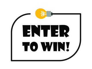 Enter to win message bubble with light bulb. advice and idea for business and advertising. top tips speech bubble banner. Vector illustration