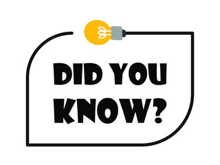 Obraz premium Did You Know label design with light bulb and rays. Logo design. Vector illustration.