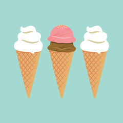 Ice Cream Cone Vector Isolated Background