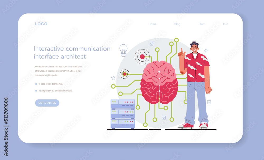Poster interactive communication web banner or landing page. artificial