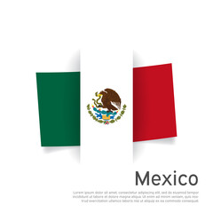 Mexico flag in paper cut style. Creative background in mexico flag colors for holiday card design. National Poster. State mexican patriotic cover, business booklet, flyer. Vector design
