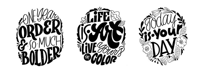 Cute hand drawn doodle lettering postcard about life. Lettering art for poster, t-shirt design.