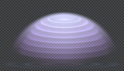 Semitransparent energetic waves shield. Protective dome screen glow light effect on transparent background - 513710814