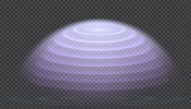 Semitransparent energetic waves shield. Protective dome screen glow light effect on transparent background