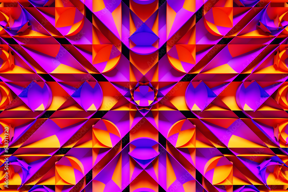 Poster 3d illustration of a colorful abstract background with geometric lines. modern graphic texture. geom