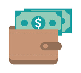 Wallet with money. Vector illustration
