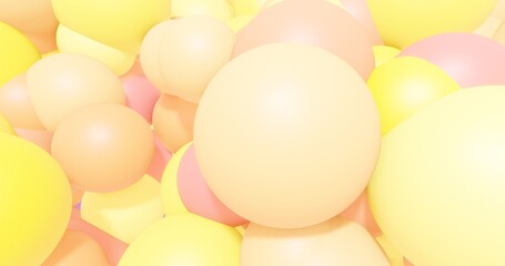 Abstract background yellow bubbles flying in space 3d render